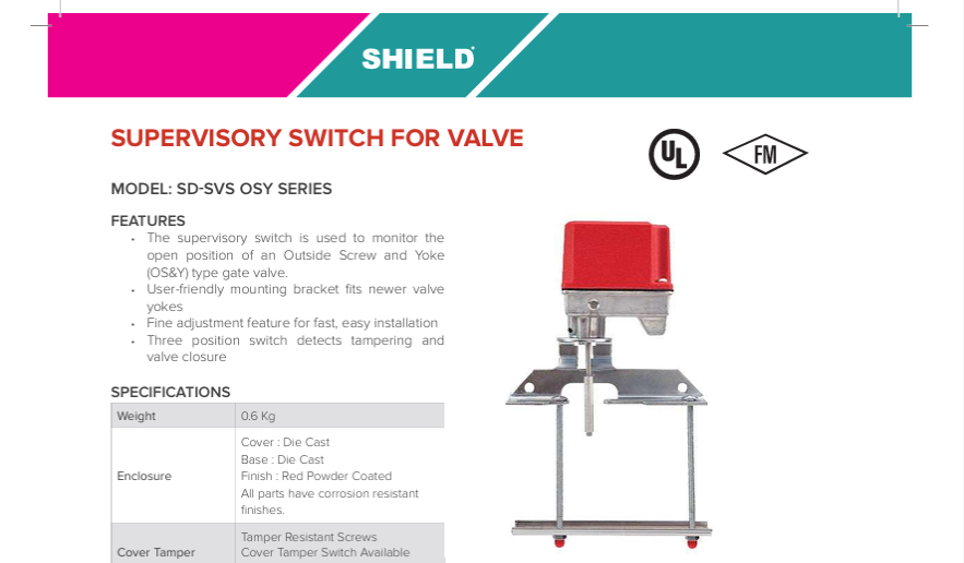 Supervisory Switch for Valve Catalogue PDF